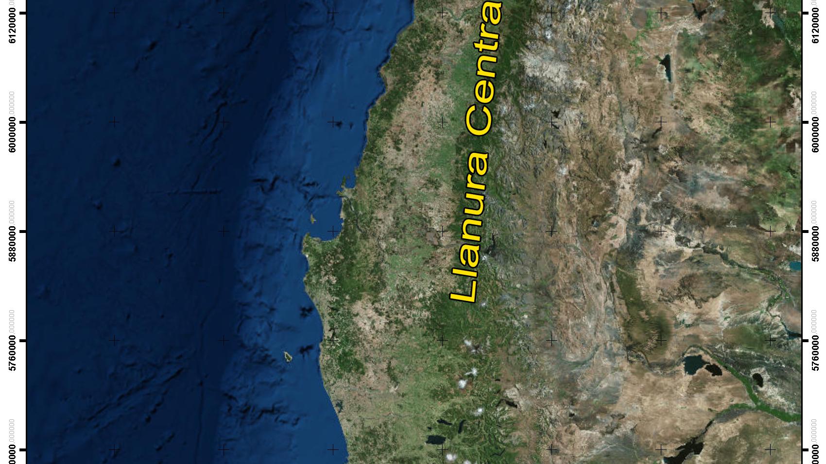 Figura N° 1: mapa indicando la localización estratégica del valle del Mapocho-Maipo con relación a la depresión intermedia o llano longitudinal de Chile.