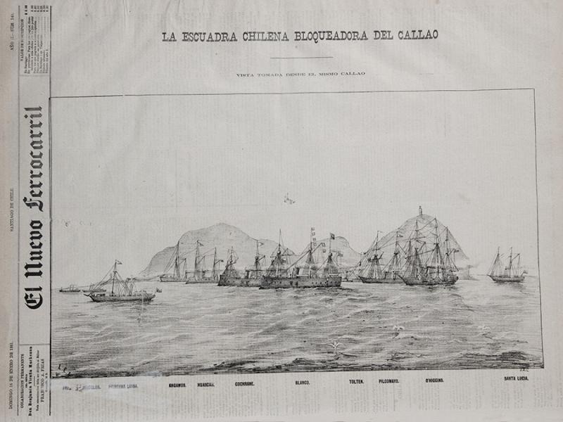 La escuadra chilena bloquea el Callao