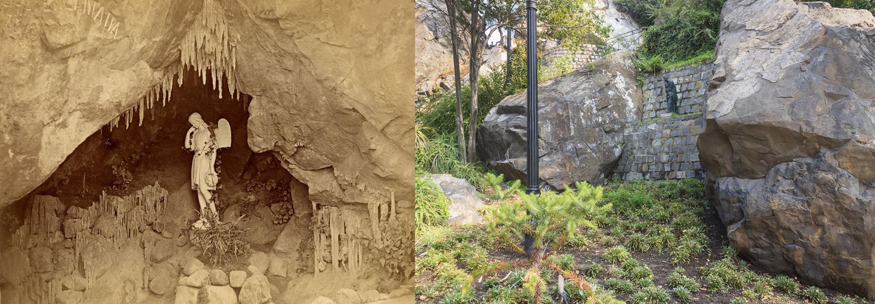 La gruta de la cimarra en el siglo XIX, y su estado actual La gruta de la cimarra en el siglo XIX, y su estado actual