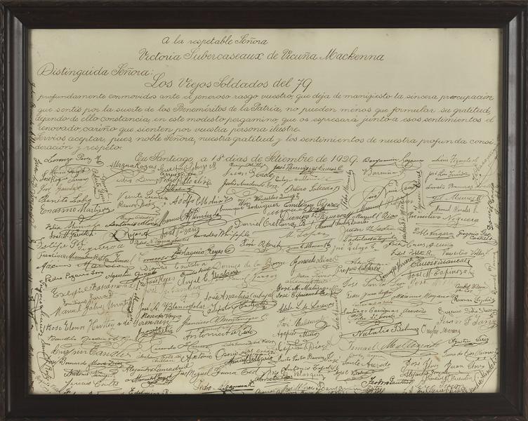 Diploma firmado por veteranos de la guerra del Pacífico Diploma firmado por veteranos de la guerra del Pacífico